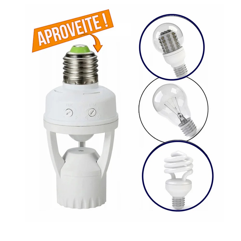 Sensor Inteligente Automático 360° para Lâmpada
